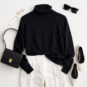 Valerie Stevens 100% Cashmere Classic Black Turtleneck Sweater
